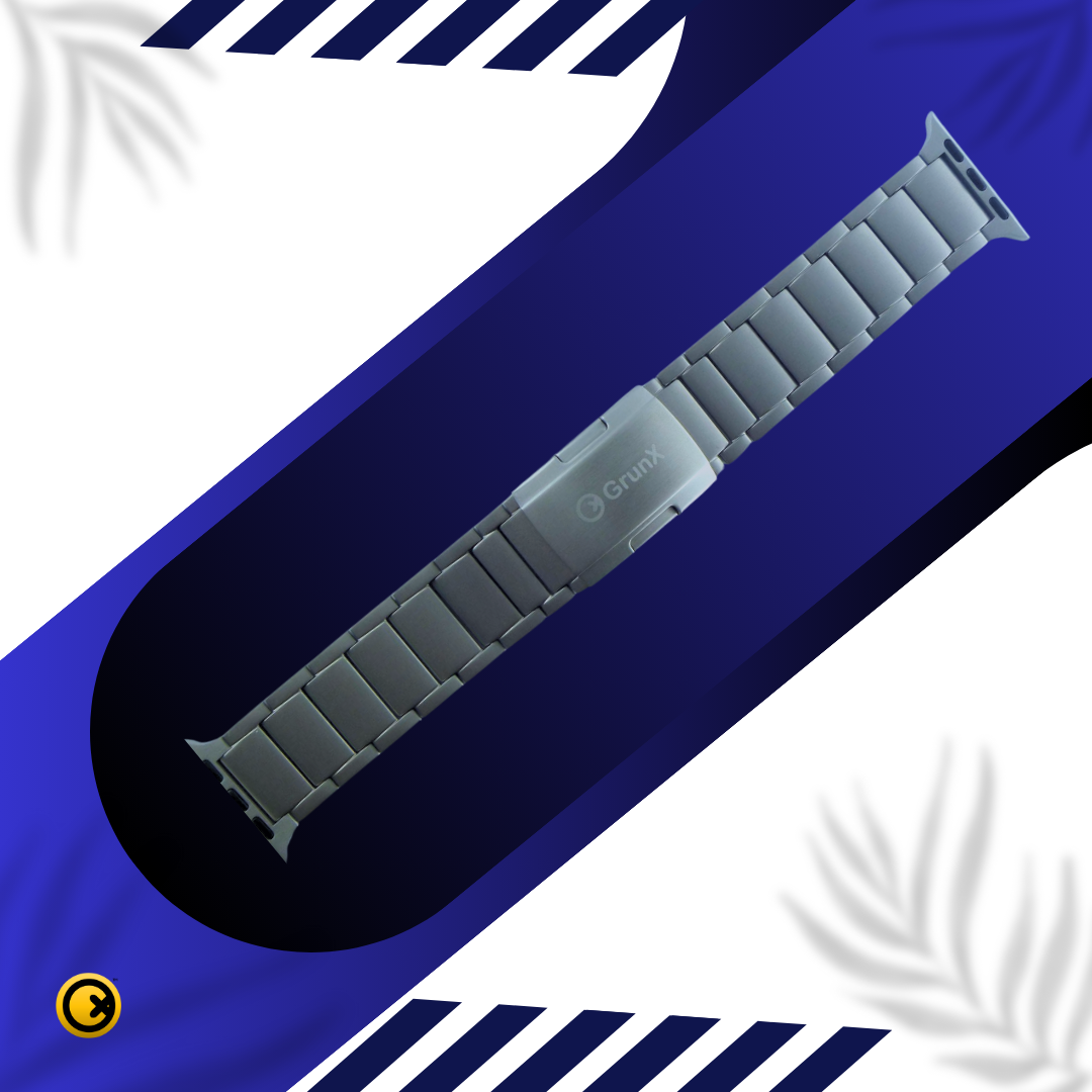 Watch Strap and Watch Band Apple Apple Watch Series  9, 8, 7, 6, 5, 4, 3, 2, 1,Ultra & Ultra 2 38/40/41mm 42/44/45/49mm Titanium Showing Stainless Steel Watch Strap Rabbit GrunX in India