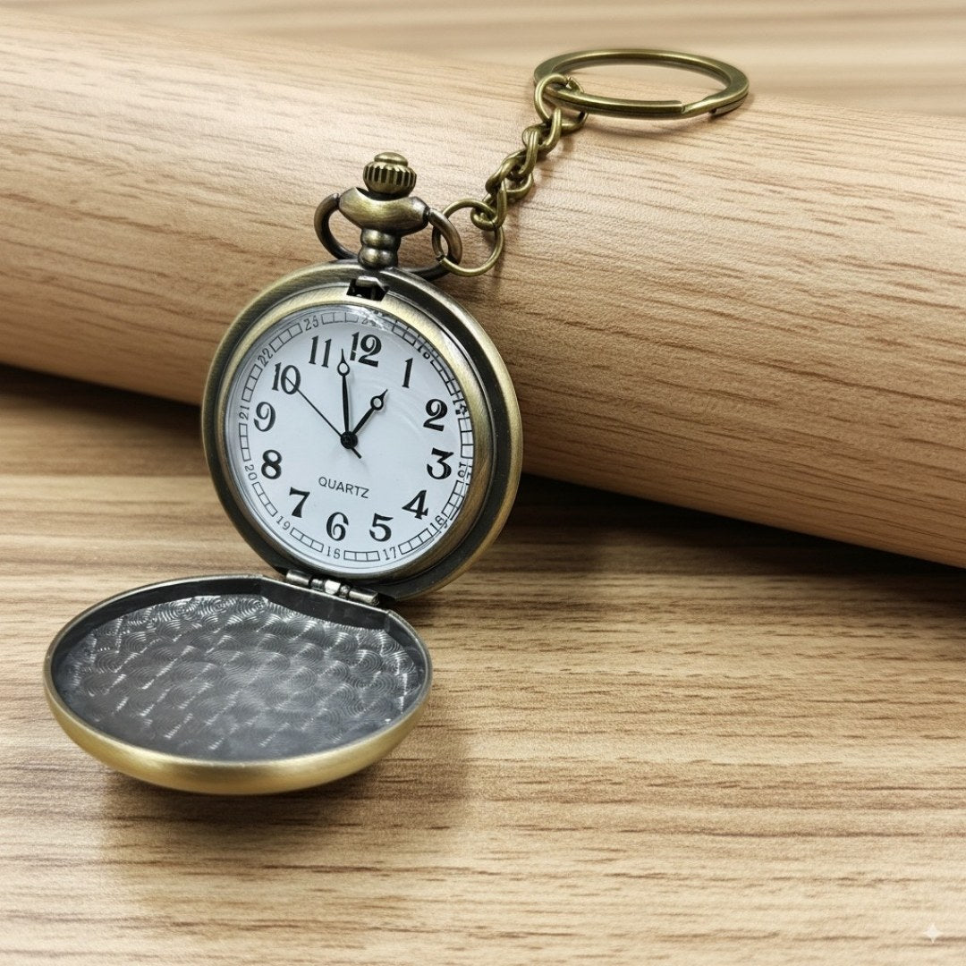 Retro GRUNX pocket watch clipped to bag keychain 360 view stylish timepiece for Delhi professionals students