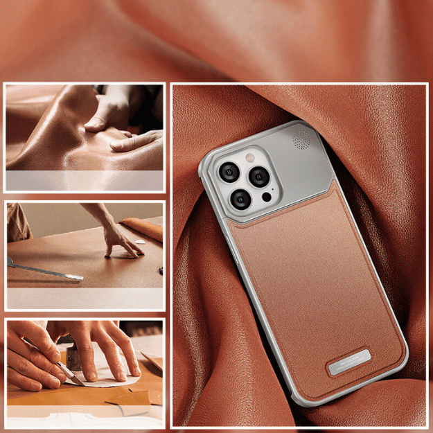 Case and Cover iPhone 13  Silver Genuine Leather Ronaldo GrunX in India