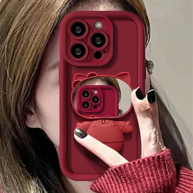 Case and Cover iPhone 13,13 Pro Max  Red Roatating Mirror Bracket Rose GrunX in India