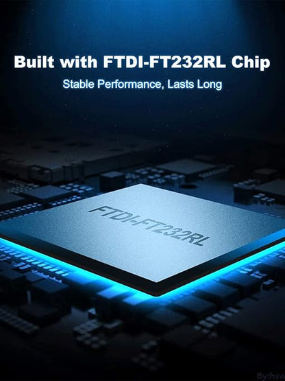 USB to RS232 serial adapter built-in FTDI FT232RL chip for stable long-lasting performance on circuit board