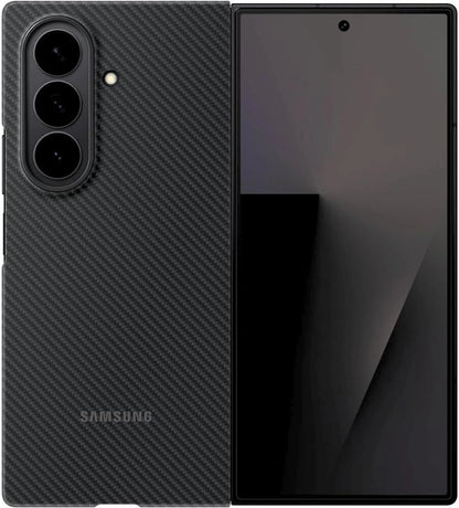 Samsung Galaxy Z Fold 7 Carbon Fiber Cover Both Panels View - Premium Slim Shockproof Black Case Buy Online India