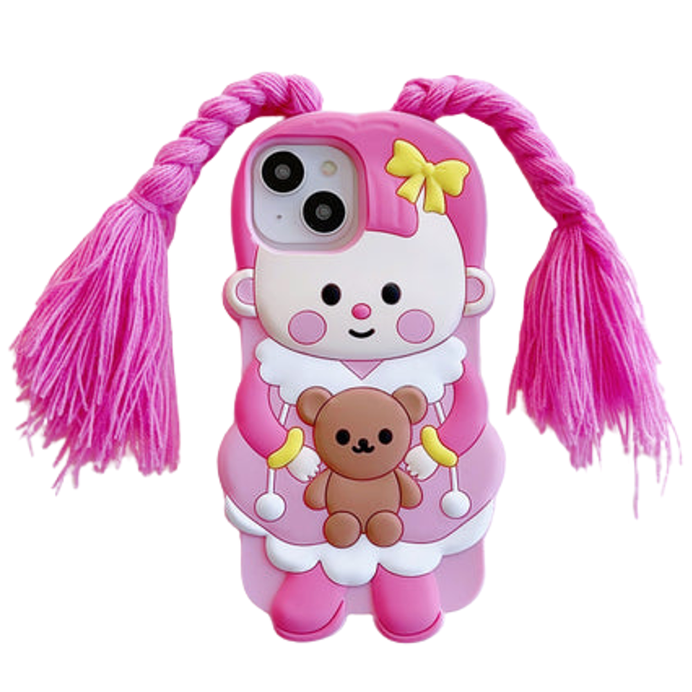 Case and Cover iPhone 16  Pink and White Back View Sandra GrunX in India