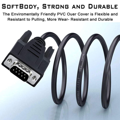 DB9 serial cable with flexible durable PVC outer cover, wear resistant and pull resistant