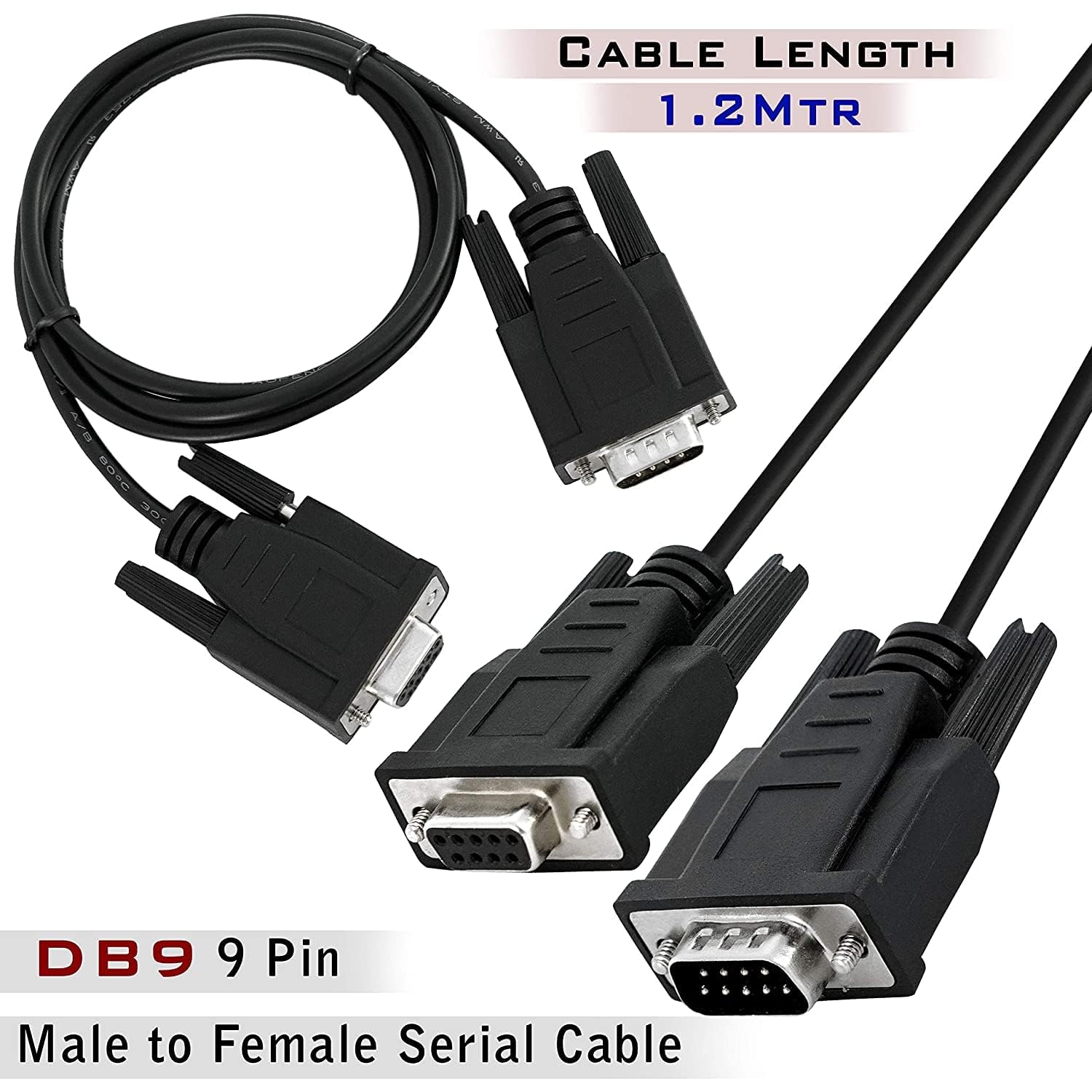 DB9 9-pin male to female serial cable 1.2 meter length