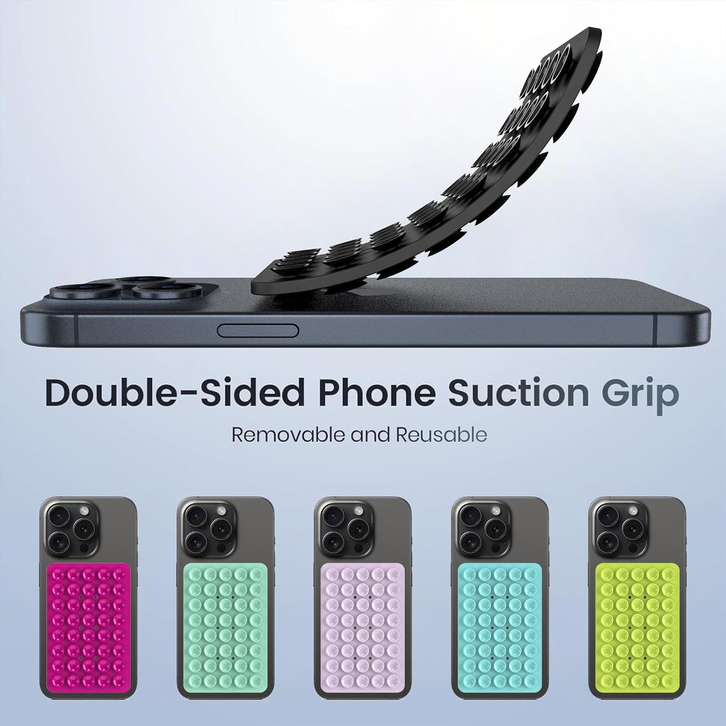 Phone stuck to glass window with GRUNX Sticky 40-cup silicone suction mount for content creation