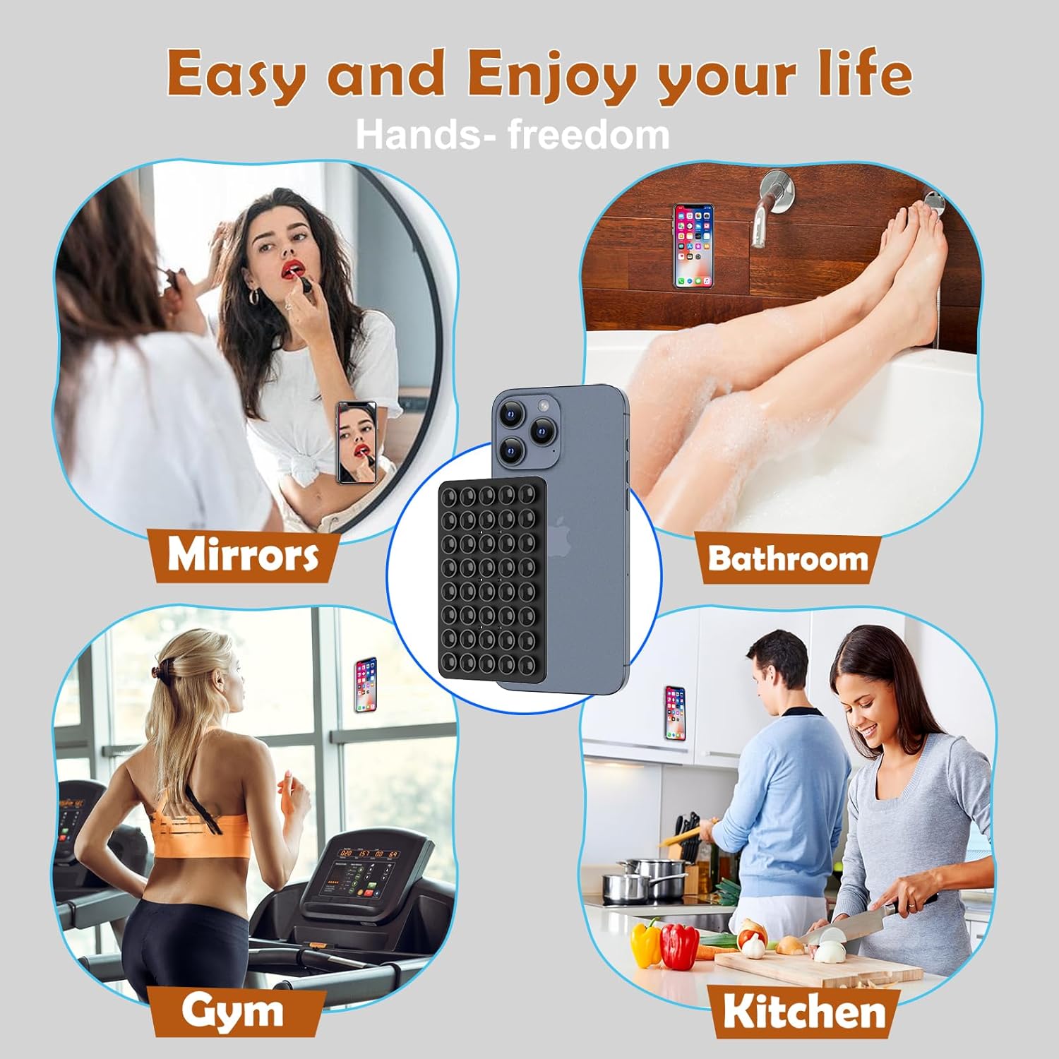 GRUNX Sticky silicone suction grip phone mount with 28 suction cups on white background