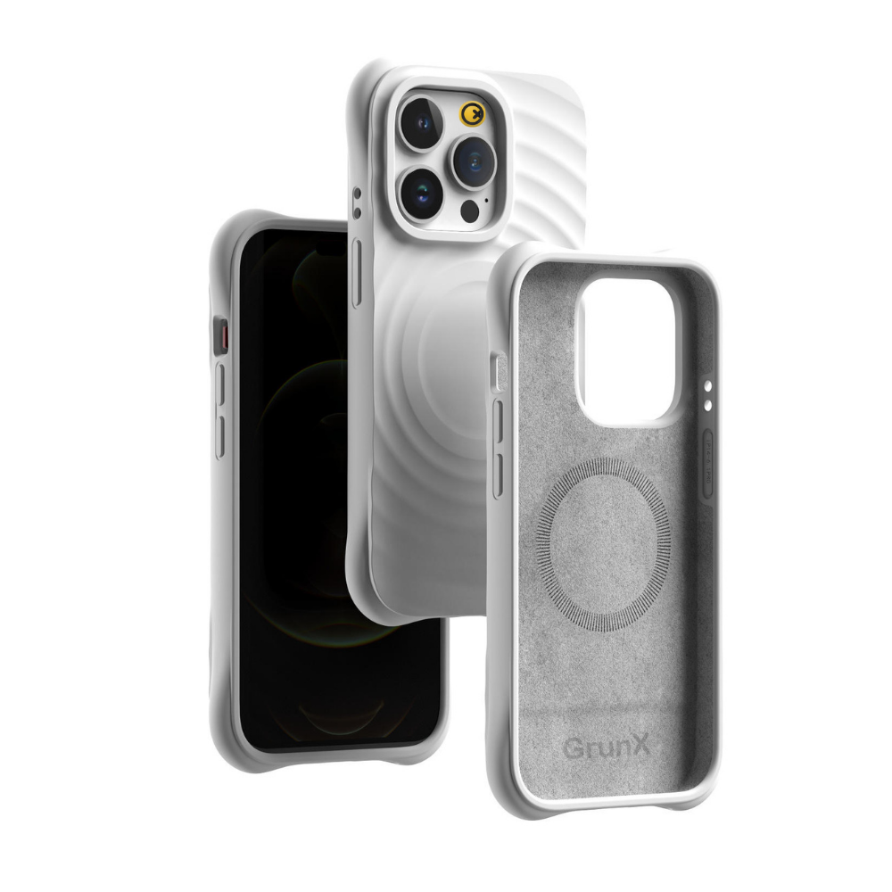 Case and Cover iPhone 15  White Back and Front View Snow GrunX in India