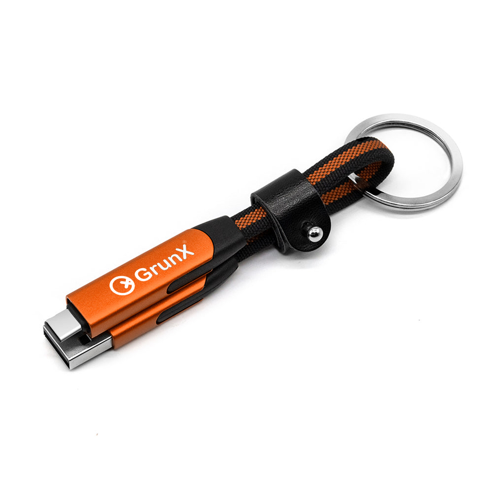 Keychain Charging Cable All Devices Android and Apple Devices Portable Orange Shows a Keychain-Style Multi-Functional Cable Sonic GrunX in India