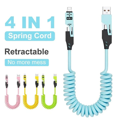 they avoid repetition, stay under limits, and cover functionality (fast charging, 65W, 480Mbps), design (spring, coiled, adjustable), and compatibility (iPhone, Android, USB-A, Lightning, Type-C). 
