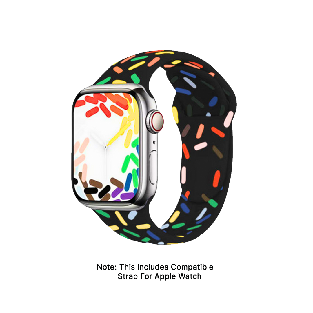 Watch Strap and Watch Band Apple Apple Watch Series  9, 8, 7, 6, 5, 4, 3, 2, 1,Se, Ultra & Ultra 2 38/40/41mm 42/44/45/49mm Multi Colour Front View Smartwatch Star GrunX in India