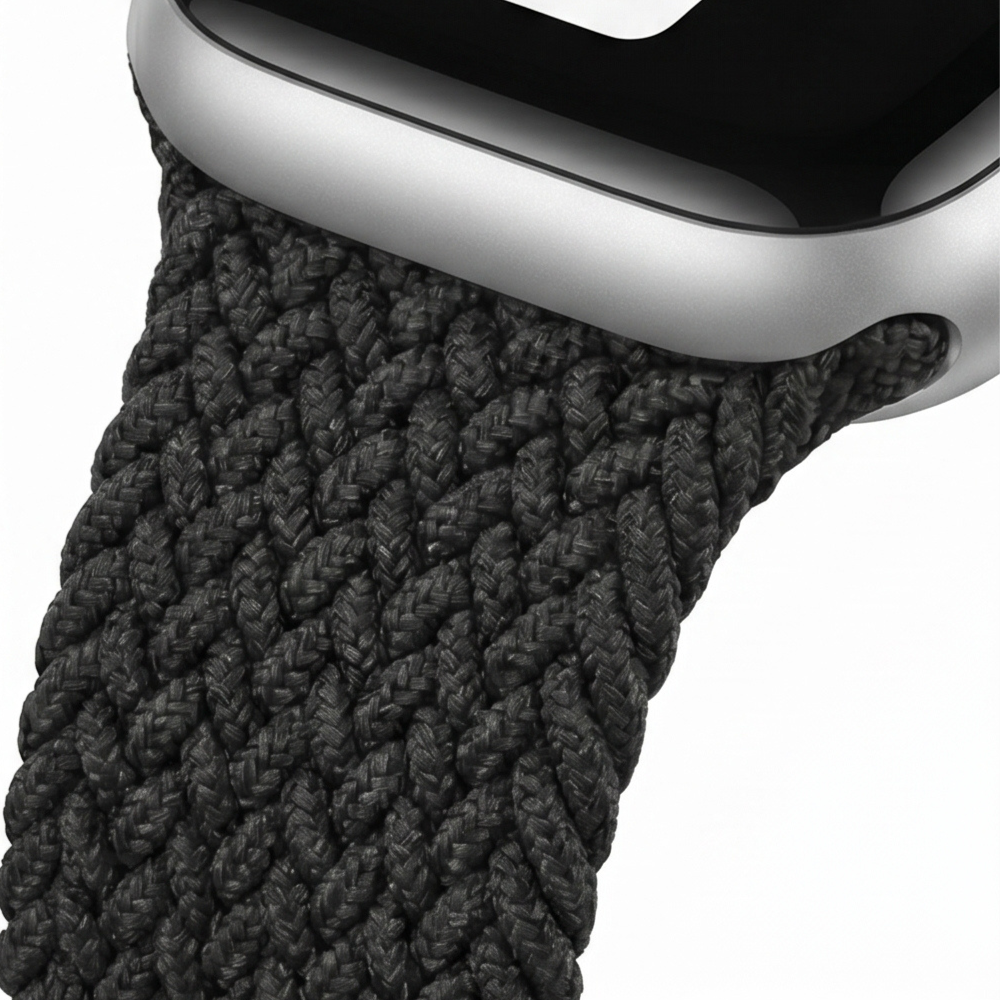 Close-up of textured smartwatch band showing durable material construction and premium quality weave pattern