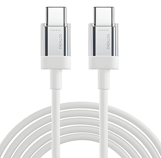 For Oneplus designed by Nothing - C to C 65W USB-C fast charging cable 1 meter white on minimal Indian desk setup GRUNX Store