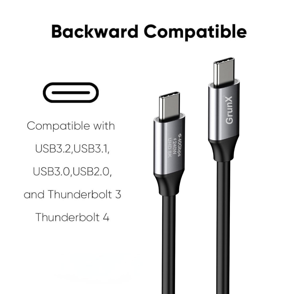 USB4 USB-C to USB-C Cable 8K backward compatible with USB 3.2 USB 3.1 USB 3.0 USB 2.0 Thunderbolt 3 and Thunderbolt 4