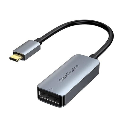 USB C to DisplayPort adapter with aluminum shell gold plated USB C connector and braided cable product view
