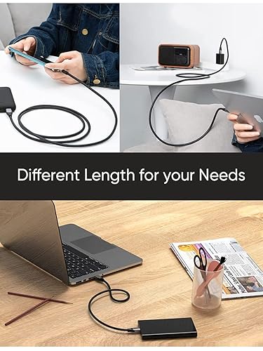 USB-C to USB-C cable available in different lengths for charging smartphone power bank Bluetooth speaker and laptop