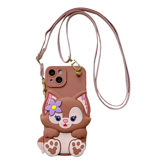 Valentine - 3D Fox Cartoon Crossbody Wallet iPhone Case