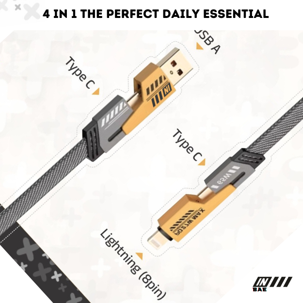 INBAE (2022 Model) 4 in 1 Charging Cable 1 Meter