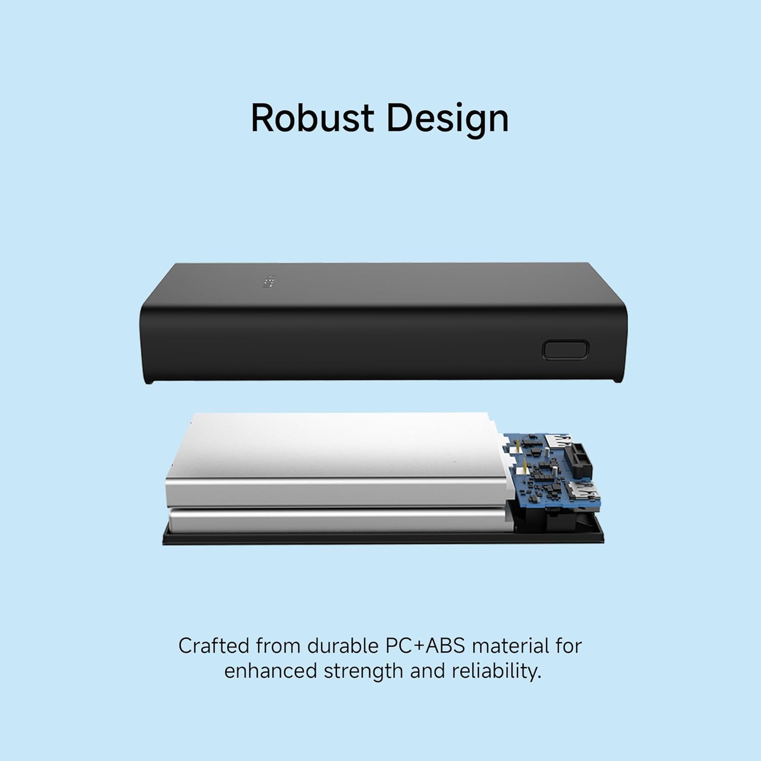 Xiaomi Power Bank 4i robust design with internal PC+ABS material construction for enhanced strength and reliability