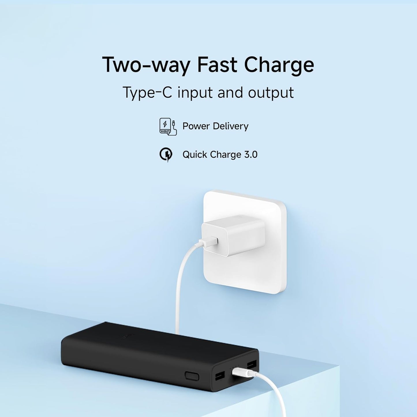 Xiaomi Power Bank 4i two-way fast charge with Type-C input and output supporting Power Delivery and Quick Charge 3.0