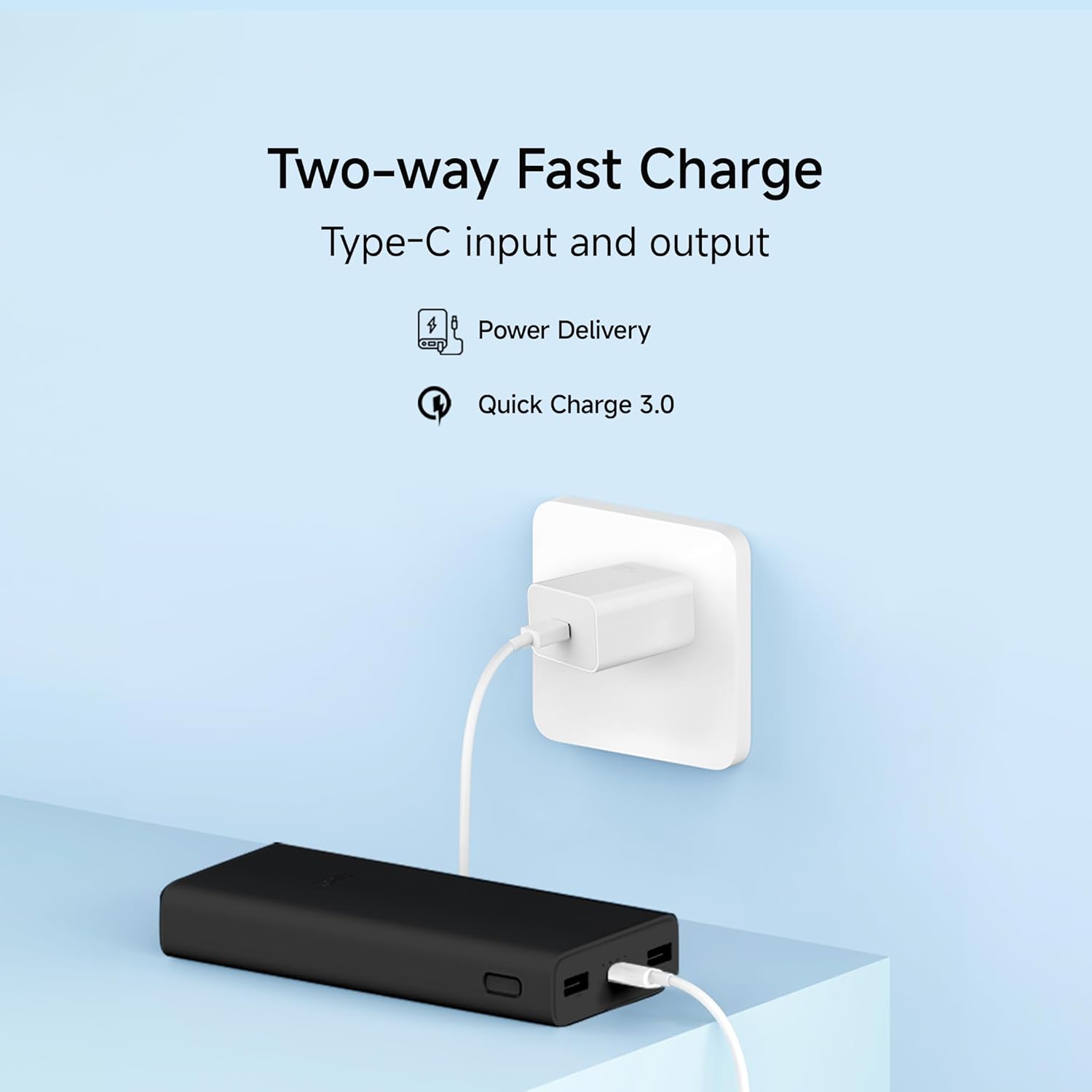 Xiaomi Power Bank 4i two-way fast charge with Type-C input and output supporting Power Delivery and Quick Charge 3.0