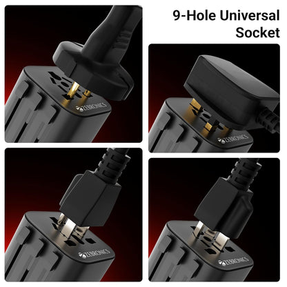 Zebronics TravMate 150 nine hole universal socket accepting multiple international plug types