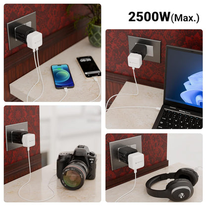 Zebronics TravMate 150 travel adapter charging phones laptop camera and headphones rated 2500W max