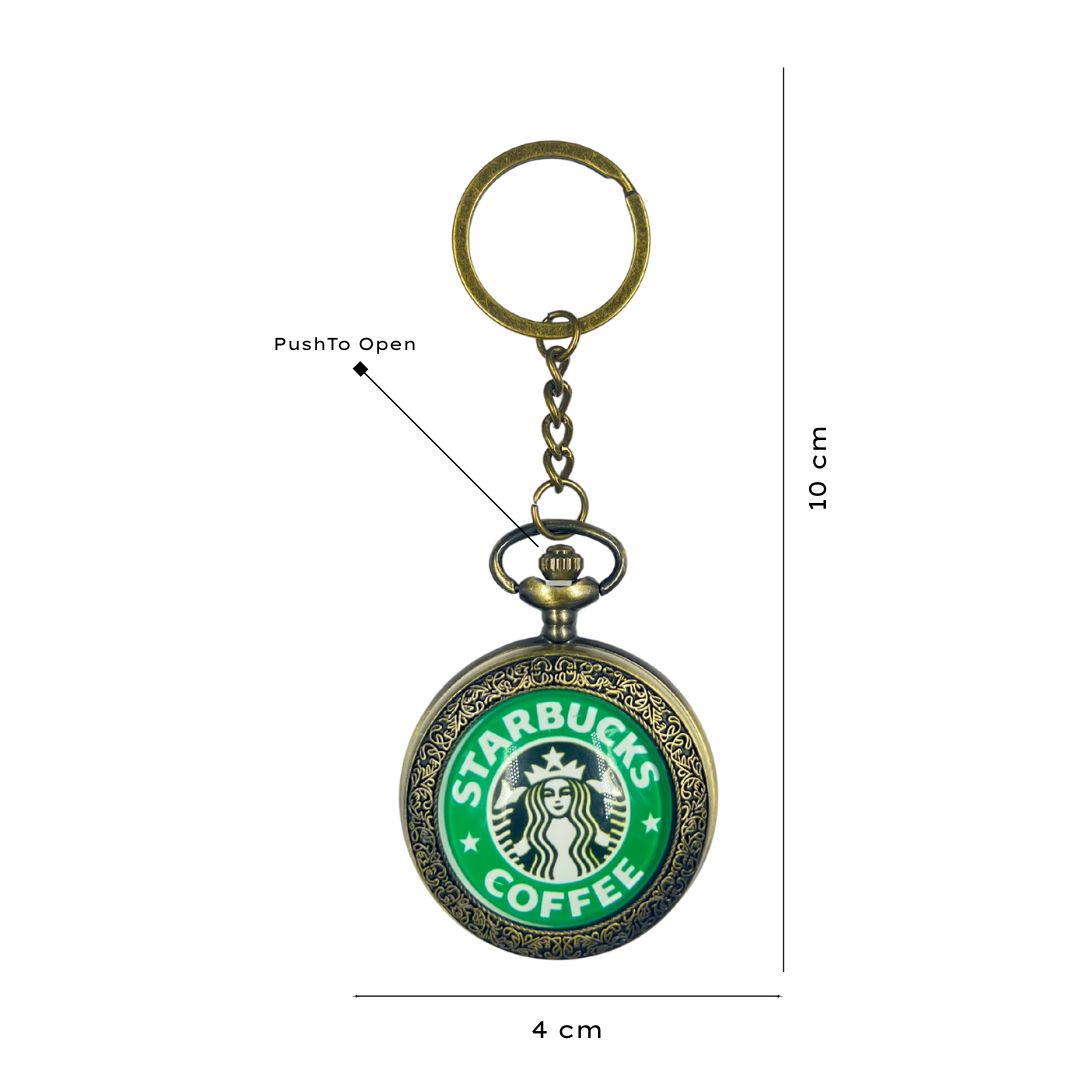 (Retro, Starbucks, Vintage, Pocket Watch, Metal Keychain, Collectible, Gift). 