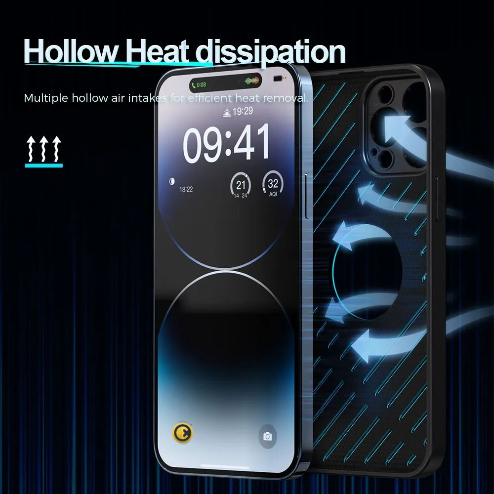 iPhone metal case with heat prevention design
