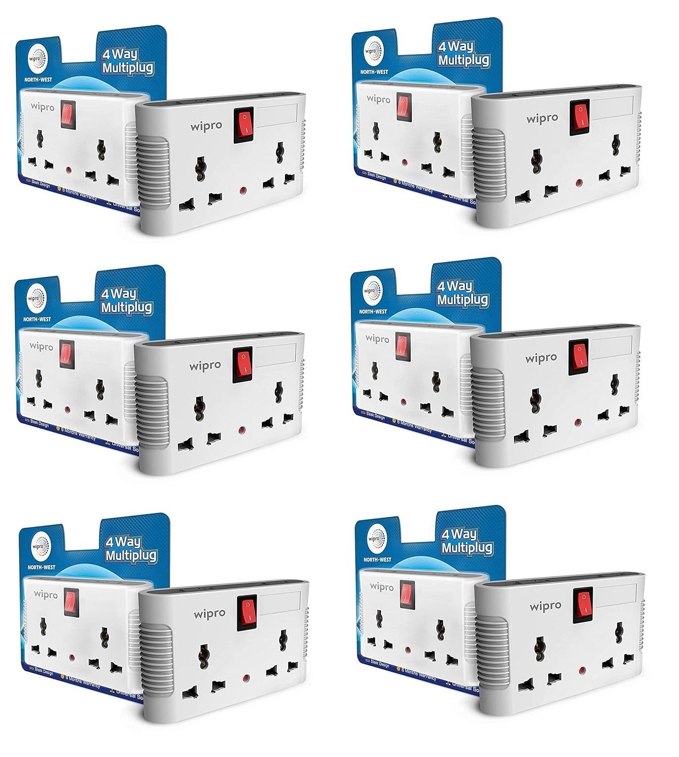 wipro 4 way multiplug 

wipro extension adaptor 

universal socket adaptor 

multi plug socket with surge protection 

compact travel plug extension 

6 amp extension socket 

multiplug adaptor with power indicator 

surge protector extension adaptor 

office desk extension board 

portable multi plug extension 