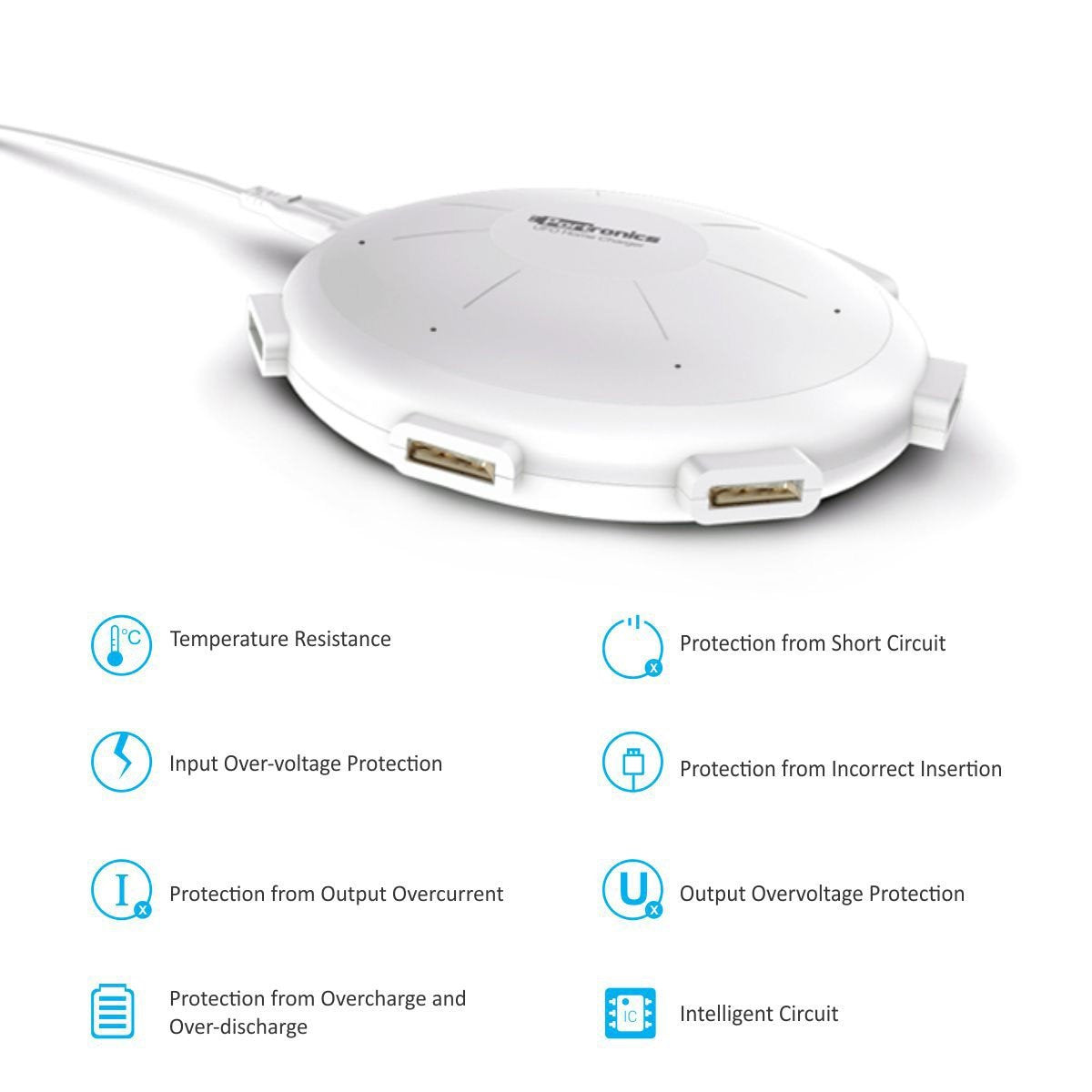 UFO POR-343 on home desk charging 6 devices at once from single AC outlet - Grunx 