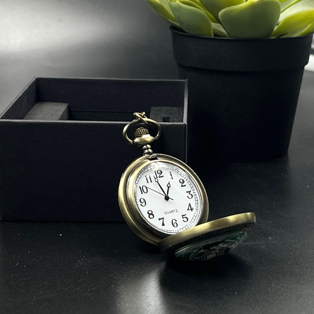 (Retro, Starbucks, Vintage, Pocket Watch, Metal Keychain, Collectible, Gift). 