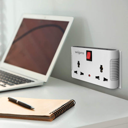 wipro 4 way multiplug 

wipro extension adaptor 

universal socket adaptor 

multi plug socket with surge protection 

compact travel plug extension 

6 amp extension socket 

multiplug adaptor with power indicator 

surge protector extension adaptor 

office desk extension board 

portable multi plug extension 