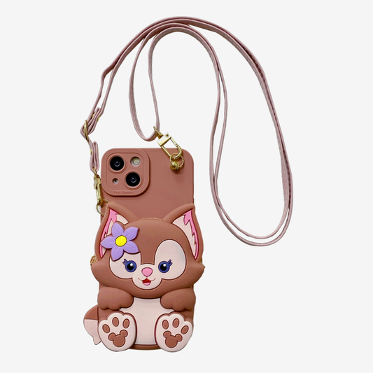 Valentine - 3D Fox Cartoon Crossbody Wallet iPhone Case